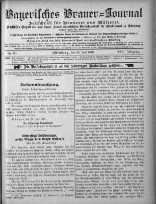 Bayerisches Brauer-Journal Montag 24. Juli 1916