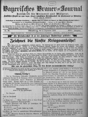 Bayerisches Brauer-Journal Montag 4. September 1916