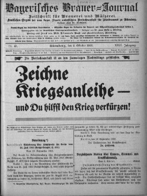 Bayerisches Brauer-Journal Montag 2. Oktober 1916