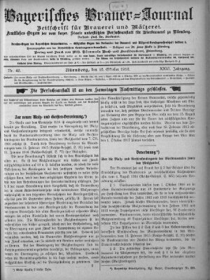 Bayerisches Brauer-Journal Montag 16. Oktober 1916