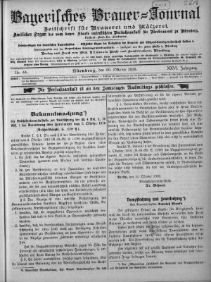 Bayerisches Brauer-Journal Montag 30. Oktober 1916