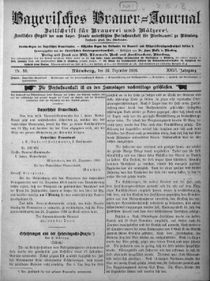 Bayerisches Brauer-Journal Montag 25. Dezember 1916