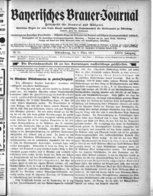 Bayerisches Brauer-Journal Montag 5. März 1917