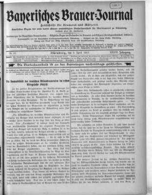 Bayerisches Brauer-Journal Montag 9. April 1917