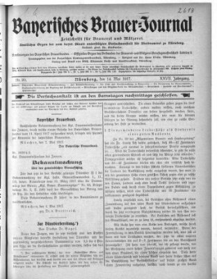 Bayerisches Brauer-Journal Montag 14. Mai 1917