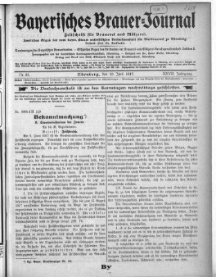 Bayerisches Brauer-Journal Montag 18. Juni 1917