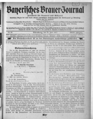 Bayerisches Brauer-Journal Montag 25. Juni 1917