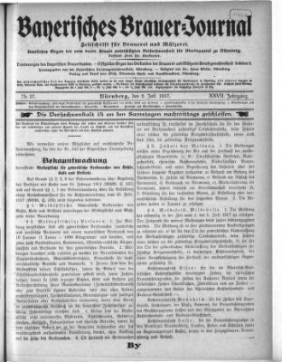 Bayerisches Brauer-Journal Montag 2. Juli 1917