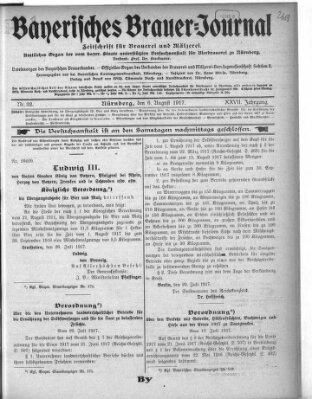 Bayerisches Brauer-Journal Montag 6. August 1917