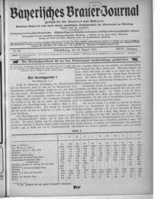 Bayerisches Brauer-Journal Montag 13. August 1917