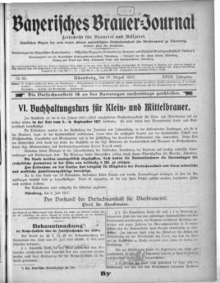 Bayerisches Brauer-Journal Montag 27. August 1917