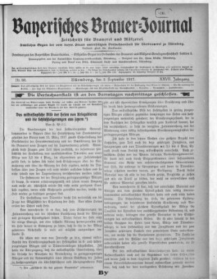 Bayerisches Brauer-Journal Montag 3. September 1917