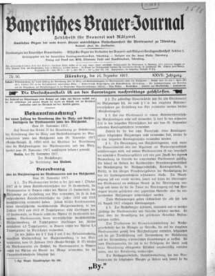 Bayerisches Brauer-Journal Montag 10. Dezember 1917