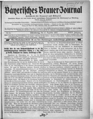 Bayerisches Brauer-Journal Montag 17. Dezember 1917