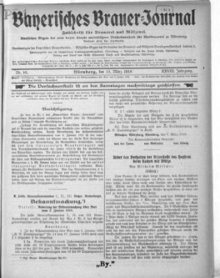 Bayerisches Brauer-Journal Montag 11. März 1918