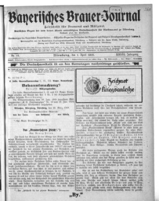 Bayerisches Brauer-Journal Montag 1. April 1918