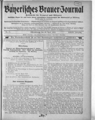 Bayerisches Brauer-Journal Montag 29. April 1918