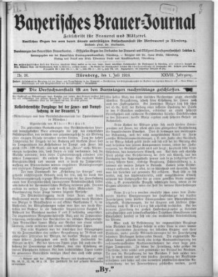 Bayerisches Brauer-Journal Montag 1. Juli 1918