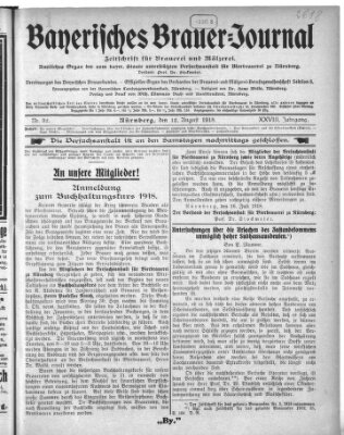 Bayerisches Brauer-Journal Montag 12. August 1918