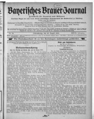 Bayerisches Brauer-Journal Montag 26. August 1918