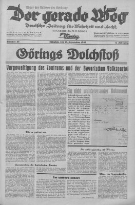 Der gerade Weg Sonntag 18. September 1932