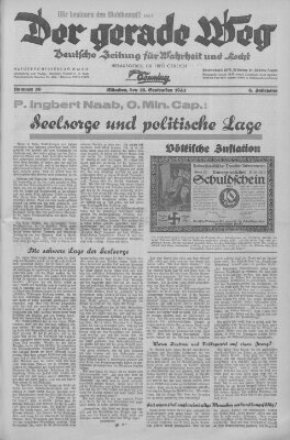 Der gerade Weg Sonntag 25. September 1932