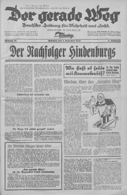 Der gerade Weg Sonntag 4. Dezember 1932