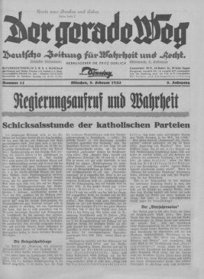 Der gerade Weg Sonntag 5. Februar 1933