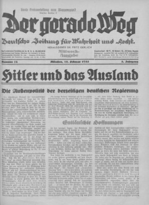 Der gerade Weg Mittwoch 15. Februar 1933