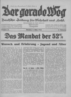 Der gerade Weg Mittwoch 8. März 1933