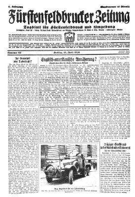 Fürstenfeldbrucker Zeitung Freitag 26. April 1929