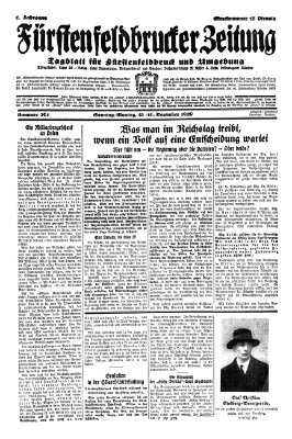 Fürstenfeldbrucker Zeitung Sonntag 15. Dezember 1929