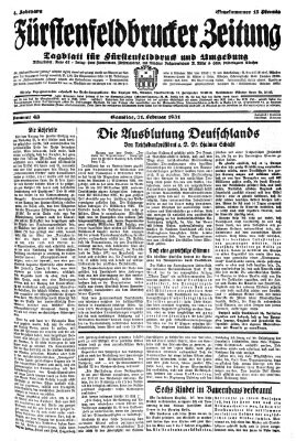 Fürstenfeldbrucker Zeitung Samstag 21. Februar 1931