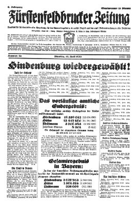 Fürstenfeldbrucker Zeitung Dienstag 12. April 1932