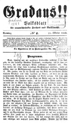 Gradaus mein deutsches Volk!! (Allerneueste Nachrichten oder Münchener Neuigkeits-Kourier) Samstag 21. Oktober 1848