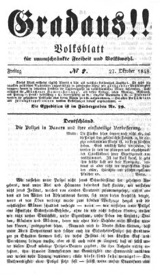 Gradaus mein deutsches Volk!! (Allerneueste Nachrichten oder Münchener Neuigkeits-Kourier) Freitag 27. Oktober 1848