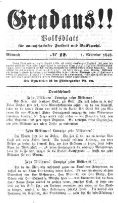 Gradaus mein deutsches Volk!! (Allerneueste Nachrichten oder Münchener Neuigkeits-Kourier) Mittwoch 1. November 1848