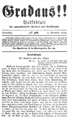 Gradaus mein deutsches Volk!! (Allerneueste Nachrichten oder Münchener Neuigkeits-Kourier) Donnerstag 9. November 1848