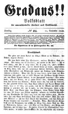 Gradaus mein deutsches Volk!! (Allerneueste Nachrichten oder Münchener Neuigkeits-Kourier) Dienstag 14. November 1848