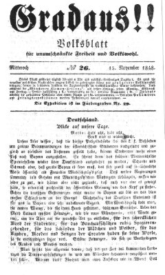 Gradaus mein deutsches Volk!! (Allerneueste Nachrichten oder Münchener Neuigkeits-Kourier) Mittwoch 15. November 1848