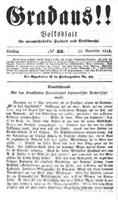 Gradaus mein deutsches Volk!! (Allerneueste Nachrichten oder Münchener Neuigkeits-Kourier) Dienstag 21. November 1848