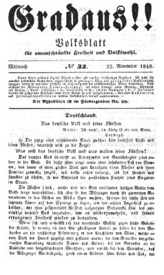 Gradaus mein deutsches Volk!! (Allerneueste Nachrichten oder Münchener Neuigkeits-Kourier) Mittwoch 22. November 1848