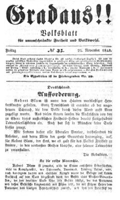 Gradaus mein deutsches Volk!! (Allerneueste Nachrichten oder Münchener Neuigkeits-Kourier) Freitag 24. November 1848