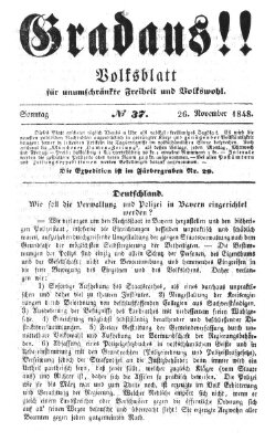 Gradaus mein deutsches Volk!! (Allerneueste Nachrichten oder Münchener Neuigkeits-Kourier) Sonntag 26. November 1848