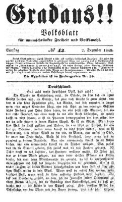 Gradaus mein deutsches Volk!! (Allerneueste Nachrichten oder Münchener Neuigkeits-Kourier) Samstag 2. Dezember 1848