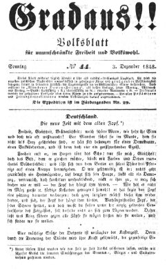 Gradaus mein deutsches Volk!! (Allerneueste Nachrichten oder Münchener Neuigkeits-Kourier) Sonntag 3. Dezember 1848