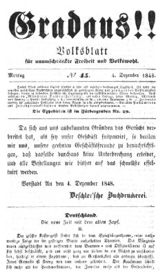 Gradaus mein deutsches Volk!! (Allerneueste Nachrichten oder Münchener Neuigkeits-Kourier) Montag 4. Dezember 1848