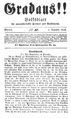Gradaus mein deutsches Volk!! (Allerneueste Nachrichten oder Münchener Neuigkeits-Kourier) Mittwoch 6. Dezember 1848