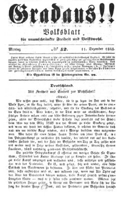 Gradaus mein deutsches Volk!! (Allerneueste Nachrichten oder Münchener Neuigkeits-Kourier) Montag 11. Dezember 1848