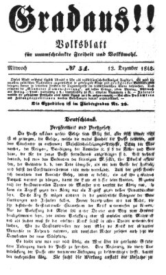 Gradaus mein deutsches Volk!! (Allerneueste Nachrichten oder Münchener Neuigkeits-Kourier) Mittwoch 13. Dezember 1848